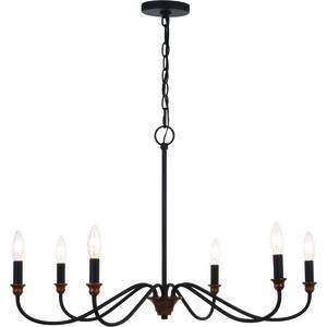 Annabelle LED 30 inch Matte Black and Brushed Walnut Chandelier Ceiling Light