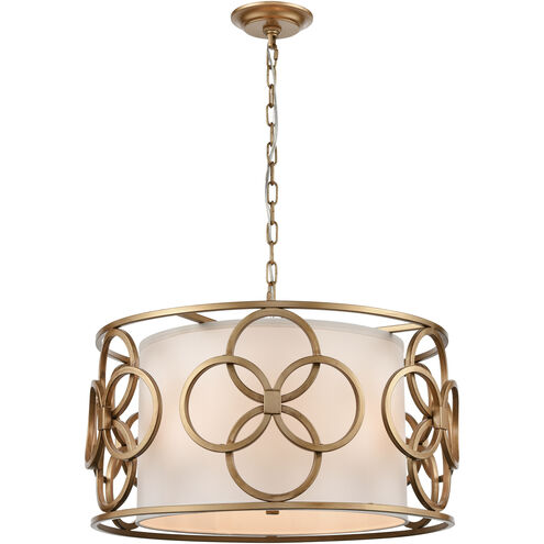 Botanic Avenue 4 Light 22 inch Antique Gold with White Pendant Ceiling Light