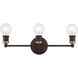 Lansdale 3 Light 20 inch Bronze with Antique Brass Accents Vanity Sconce Wall Light