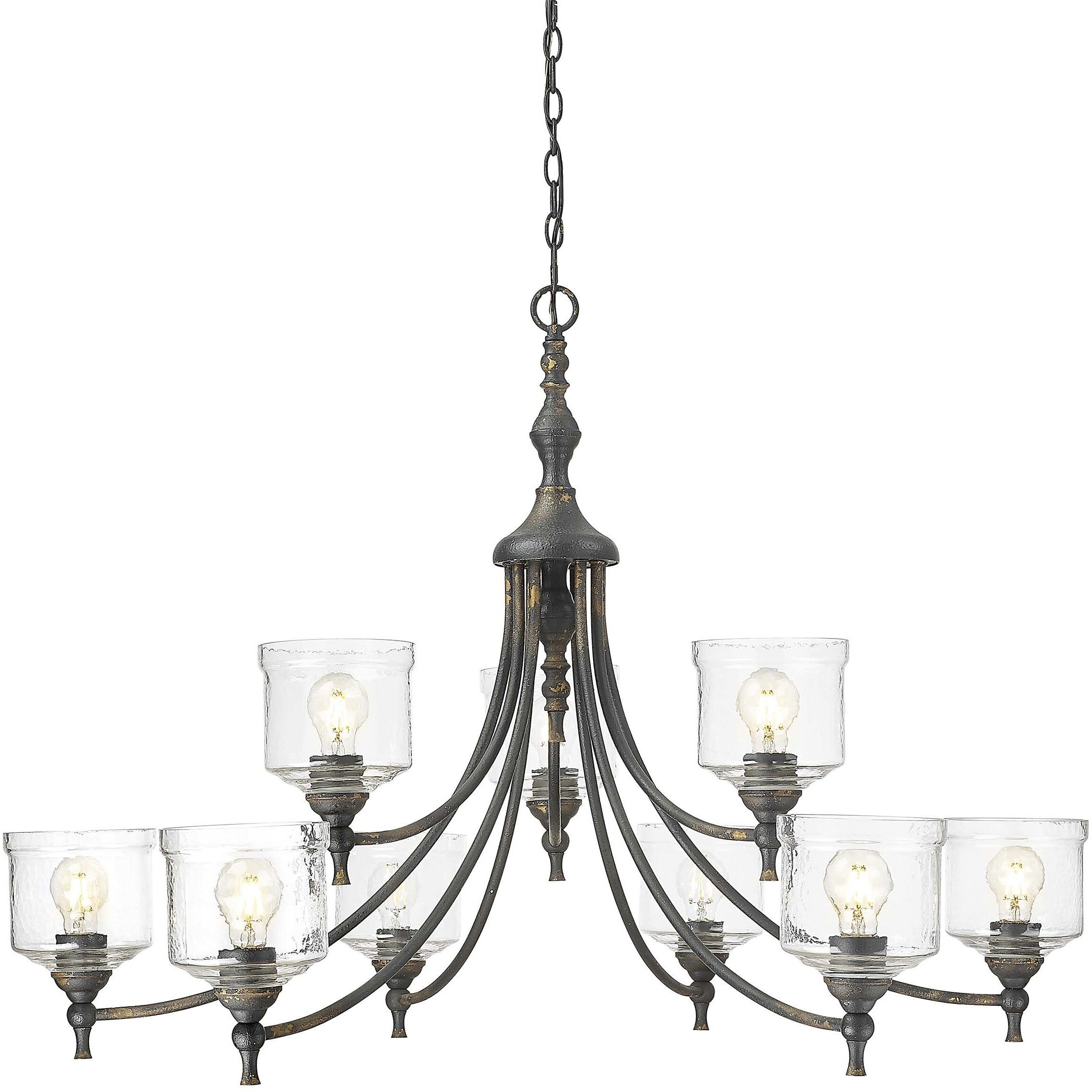 Keating 44 inch 60.00 watt Antique Black Iron Chandelier Ceiling Light