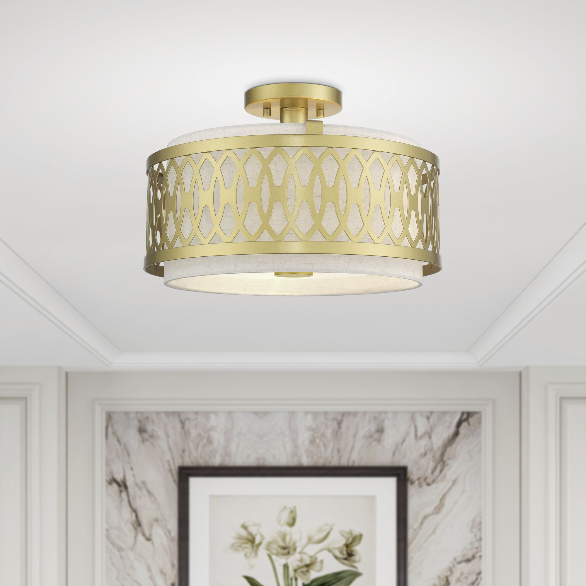 Vistaview 3 Light 15 inch Soft Gold Semi-Flush Ceiling Light