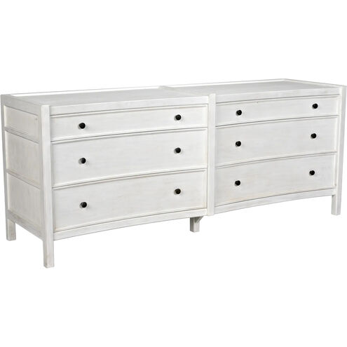 Hampton White Wash Dresser, 6 Drawer