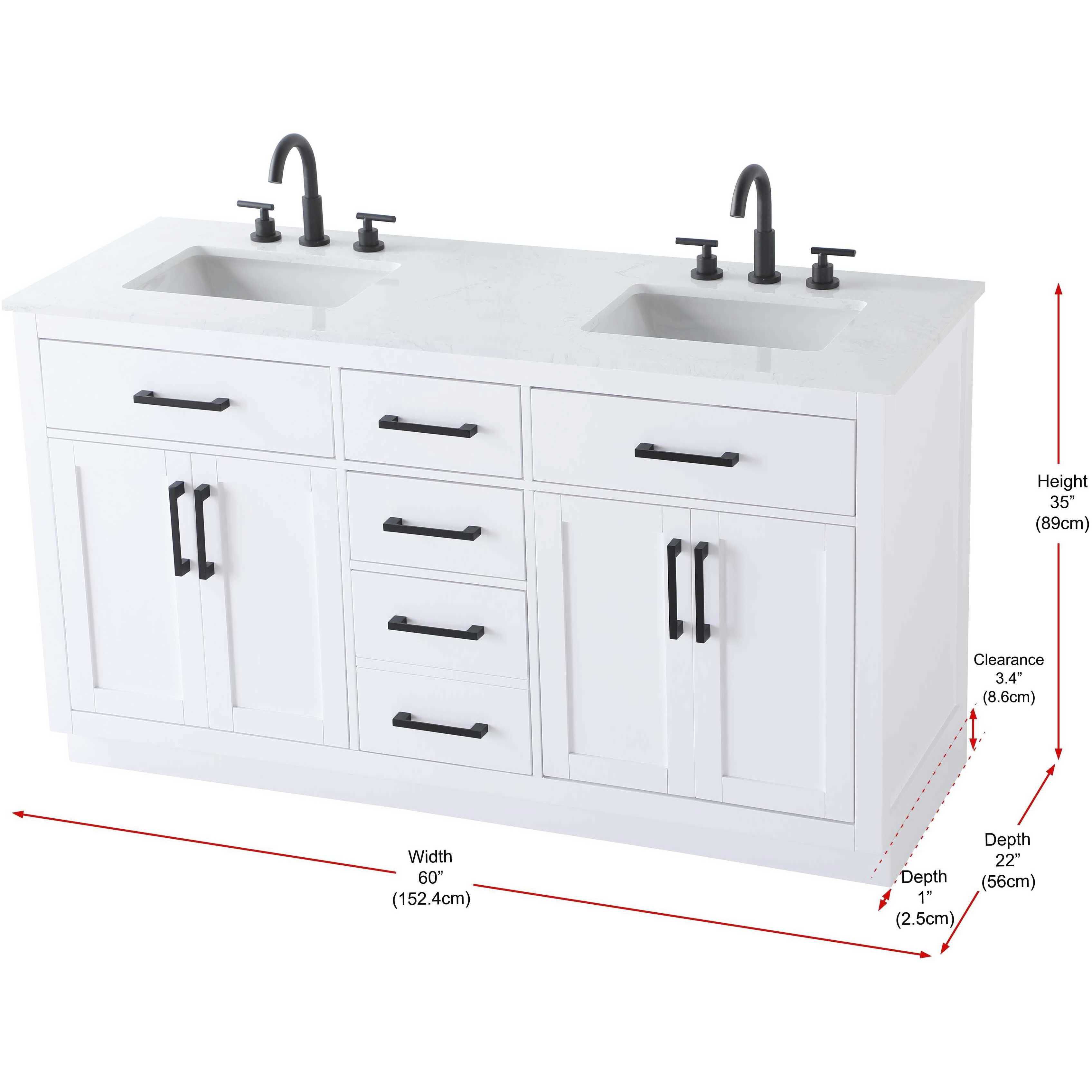 Alden 60 X 35 inch White Bathroom Vanity Cabinet