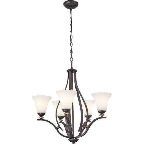 Shadowglen 5 Light 26 inch Lathan Bronze/Gold Chandelier Ceiling Light