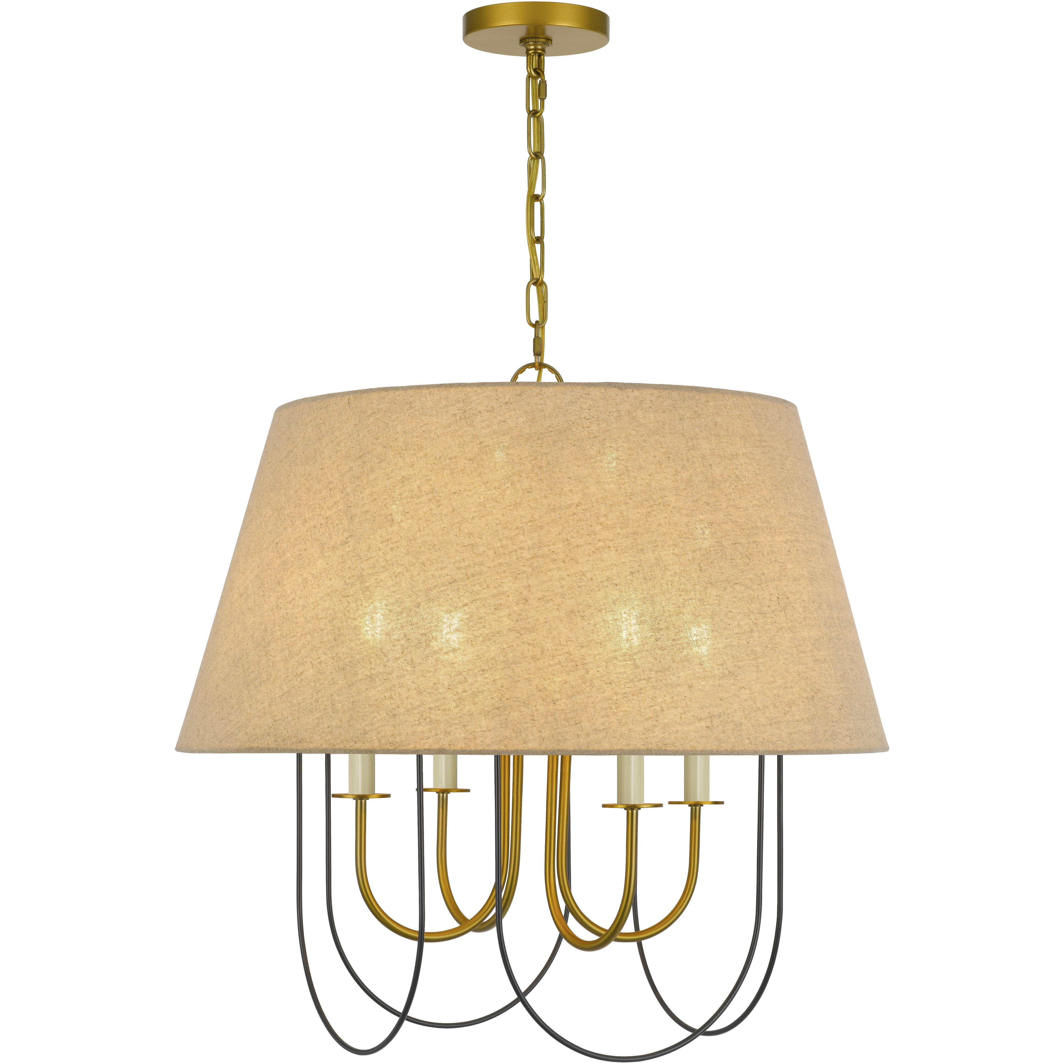 Eupora 4 Light 24 inch Antique Brass and Black Chandelier Ceiling Light