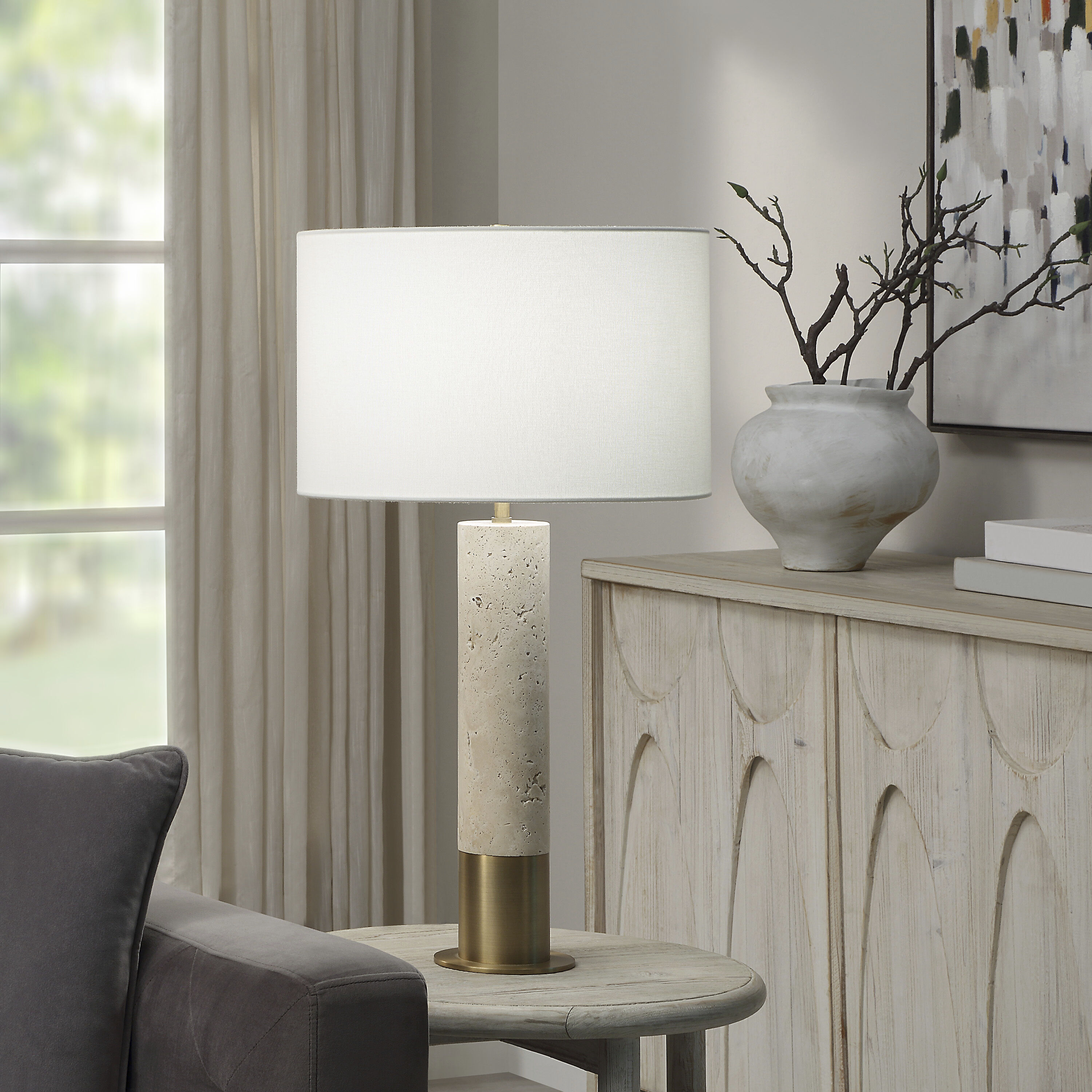 Amadora 27.75 inch 100.00 watt Natural and Plated Dark Antique Brushed Brass Table Lamp Portable Light