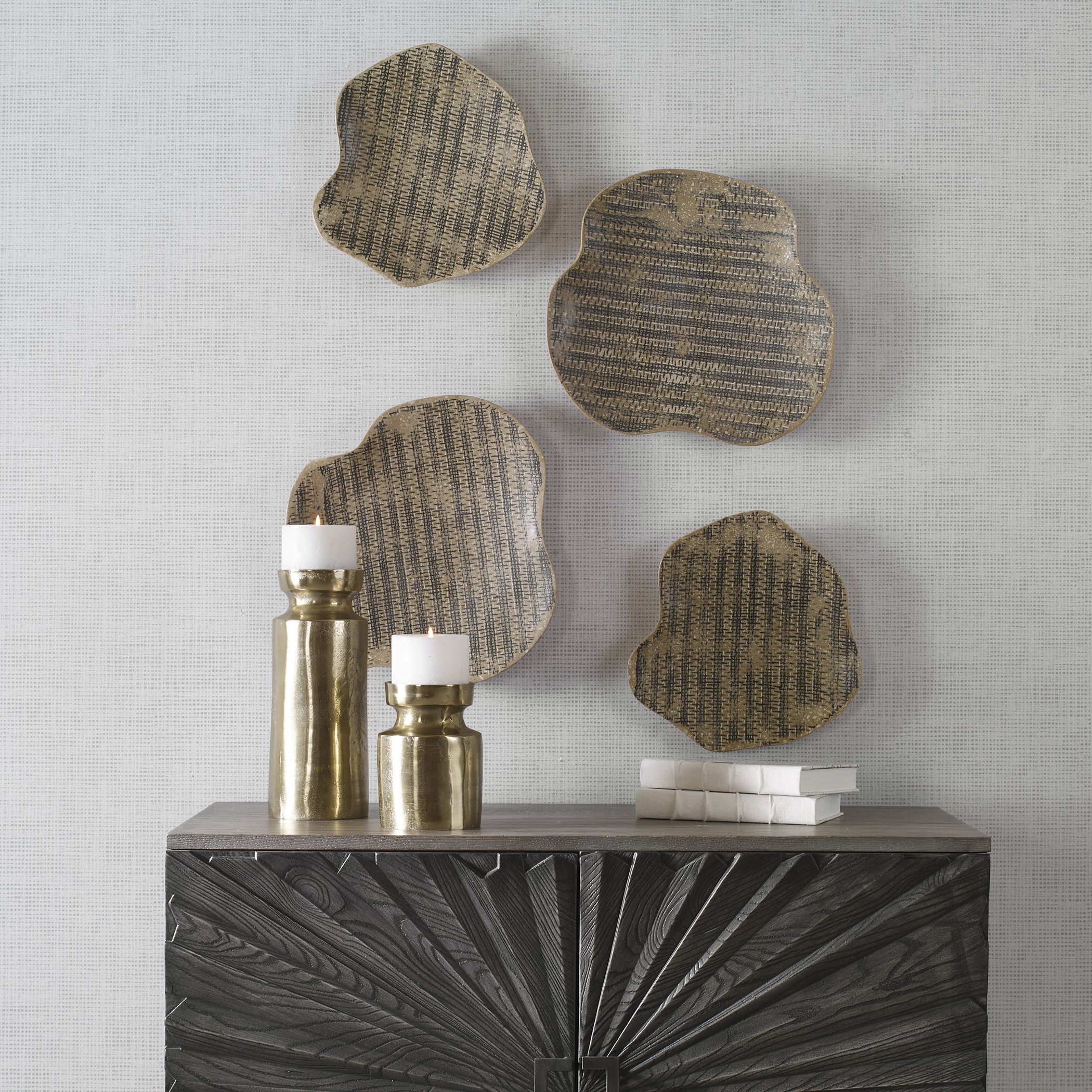 Gypsy Soft Taupe with Natural Beige Palm Leaf Strands Trays