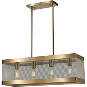 Line in the Sand 4 Light 28 inch Satin Brass with Antique Silver Chandelier Ceiling Light