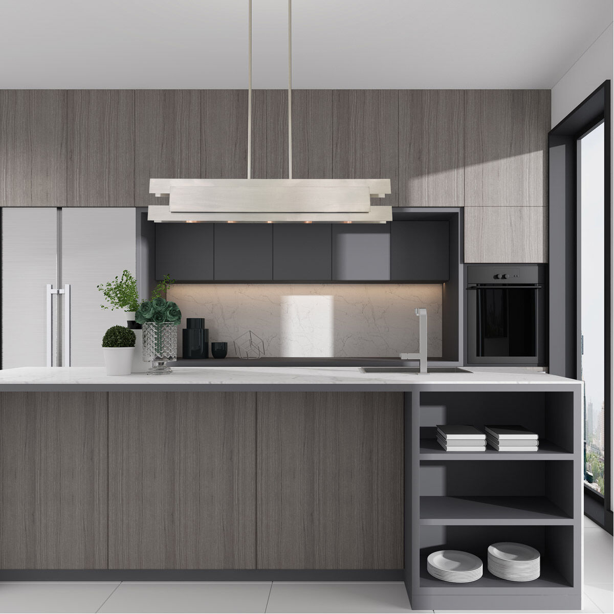 Varick 5 Light 46 inch Brushed Nickel Linear Chandelier Ceiling Light