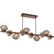 Mesa LED Burnished Bronze Linear Multi-Pendant Ceiling Light in 3000K LED, Twisted Branch