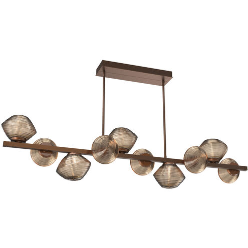 Mesa LED Burnished Bronze Linear Multi-Pendant Ceiling Light in 3000K LED, Twisted Branch