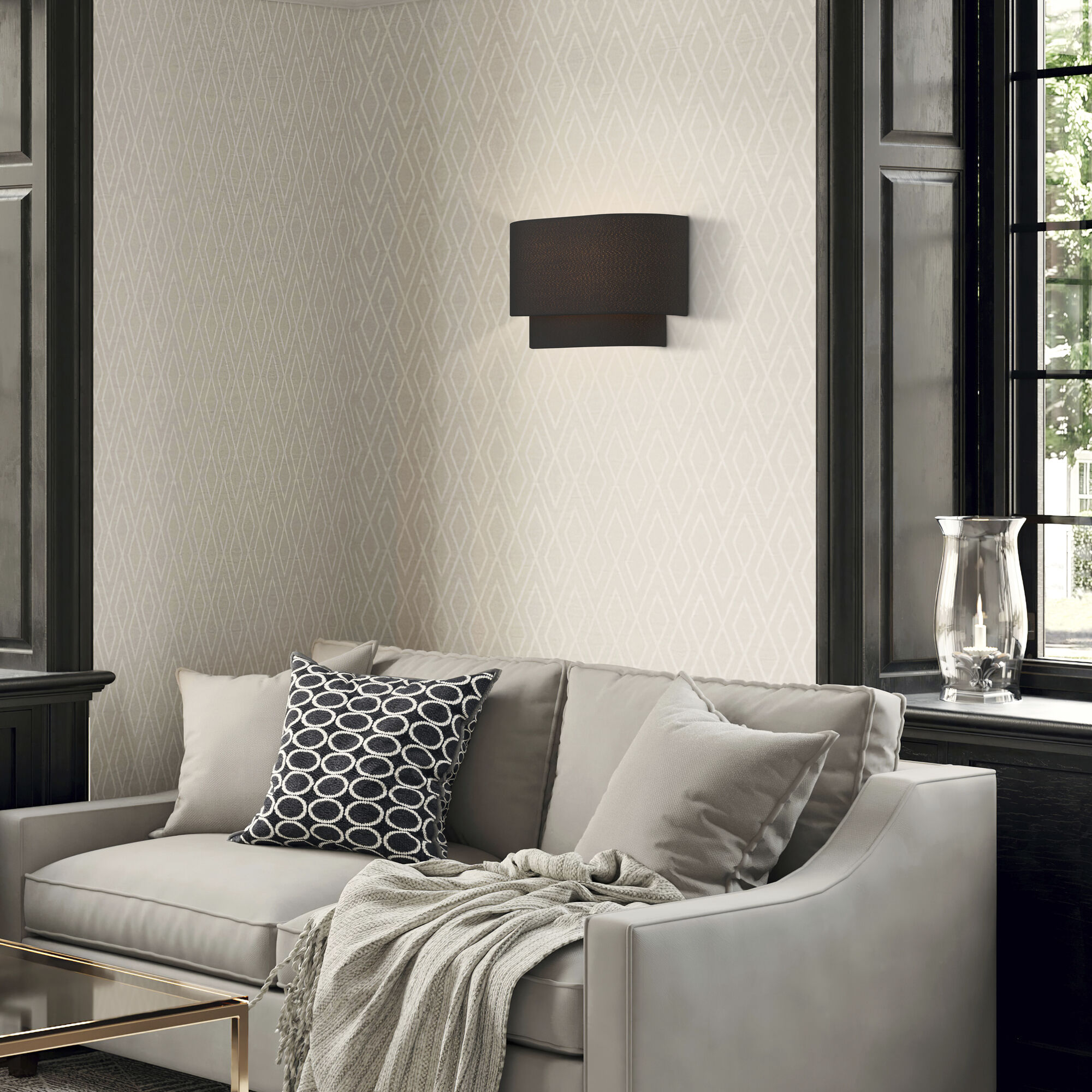 Jefferson 3 Light 12 inch Black Semi-Flush Mount Ceiling Light