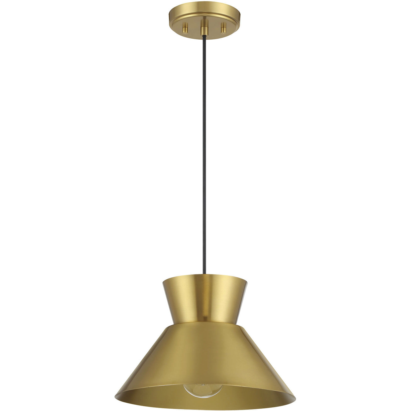Mid-Century Modern 1 Light 12 inch Natural Brass Pendant Ceiling Light