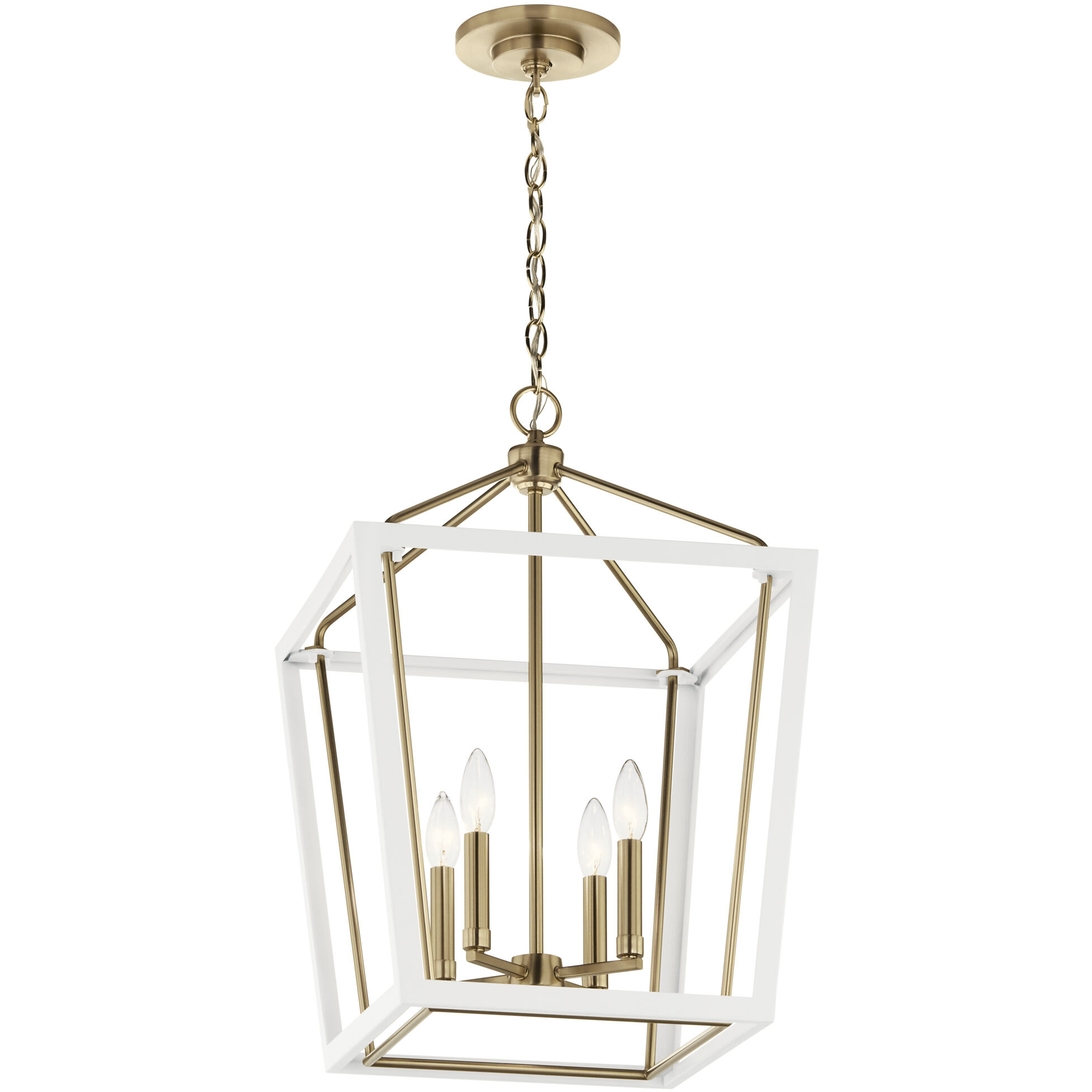 Delvin 4 Light 16 inch Champagne Bronze with White Foyer Pendant Ceiling Light