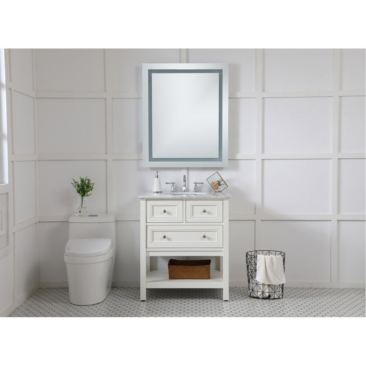 Nova 36 X 30 inch Silver Lighted Wall Mirror