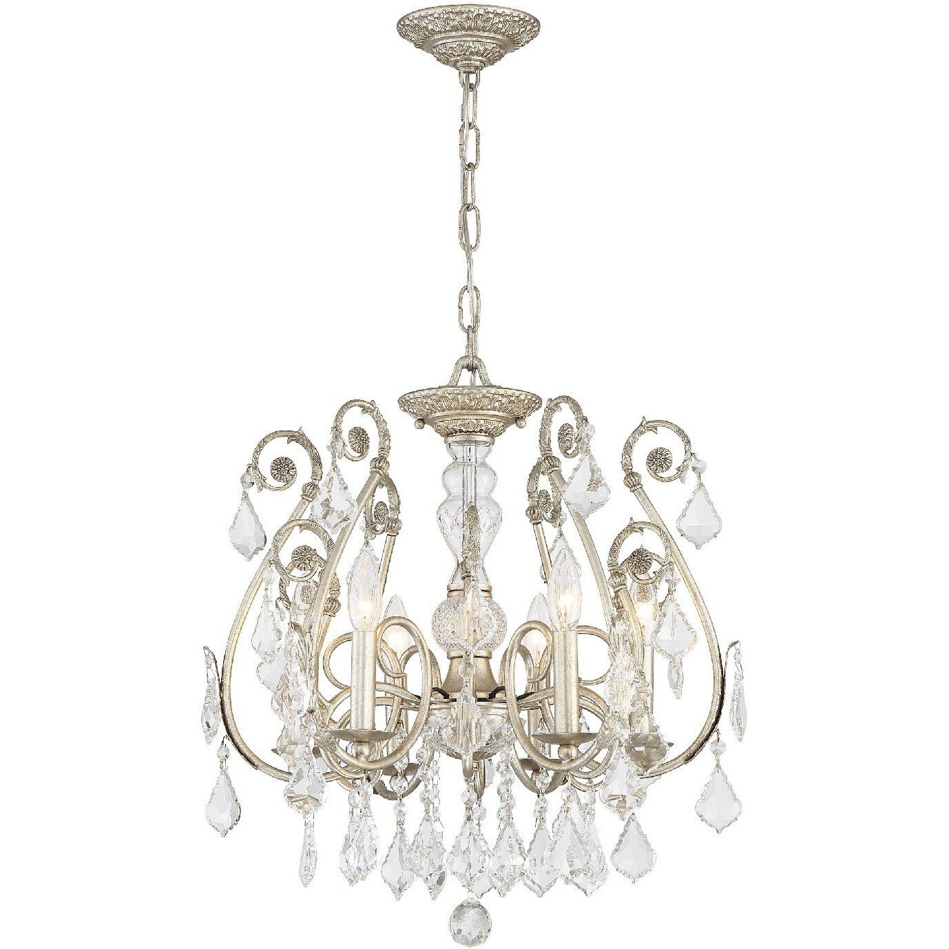 Regis 6 Light 20 inch Olde Silver Chandelier Ceiling Light in Clear Hand Cut