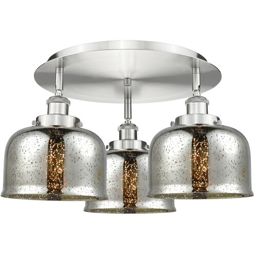 Bell 3 Light 19.75 inch Satin Nickel Flush Mount Ceiling Light in Silver Plated Mercury