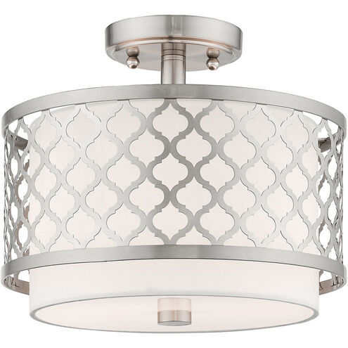 Arabesque 2 Light 12 inch Brushed Nickel Semi-Flush Mount Ceiling Light