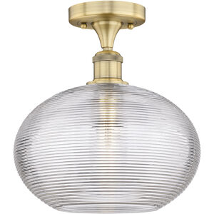 Edison Ithaca 1 Light 12 inch Brushed Brass Semi-Flush Mount Ceiling Light
