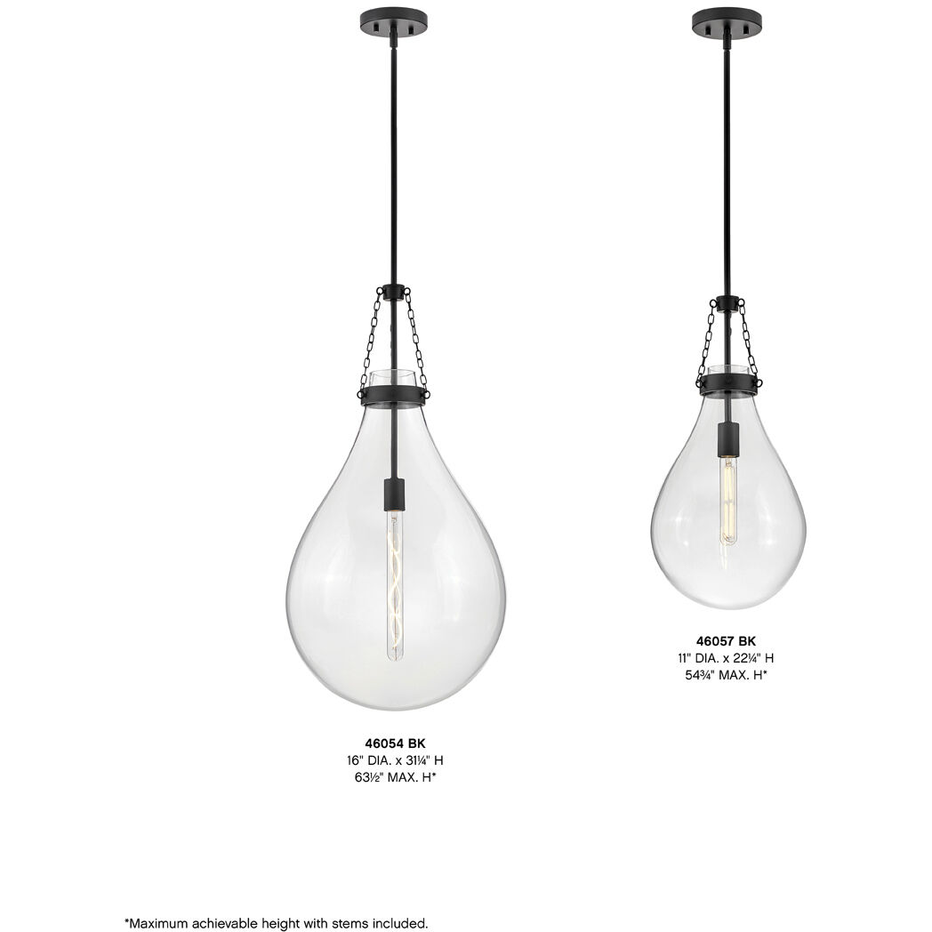 Eloise 1 Light 11 inch Black Pendant Ceiling Light