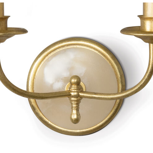 Southern Living Fisher 2 Light 13.75 inch Gold Leaf Wall Sconce Wall Light, Double