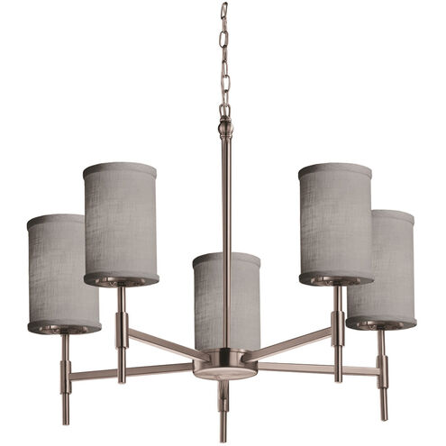 Textile LED 23 inch Polished Chrome Chandelier Ceiling Light in 3500 Lm LED, Cream, Rectangle