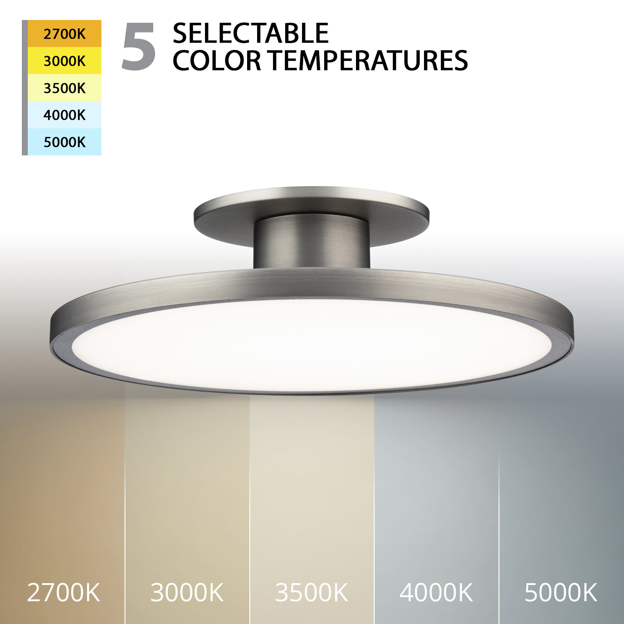 Twist-N-Lite LED 11 inch Brushed Nickel Semi-Flush Mount Ceiling Light, WAC Limited