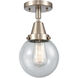 Franklin Restoration Beacon LED 6 inch Brushed Satin Nickel Flush Mount Ceiling Light in Seedy Glass