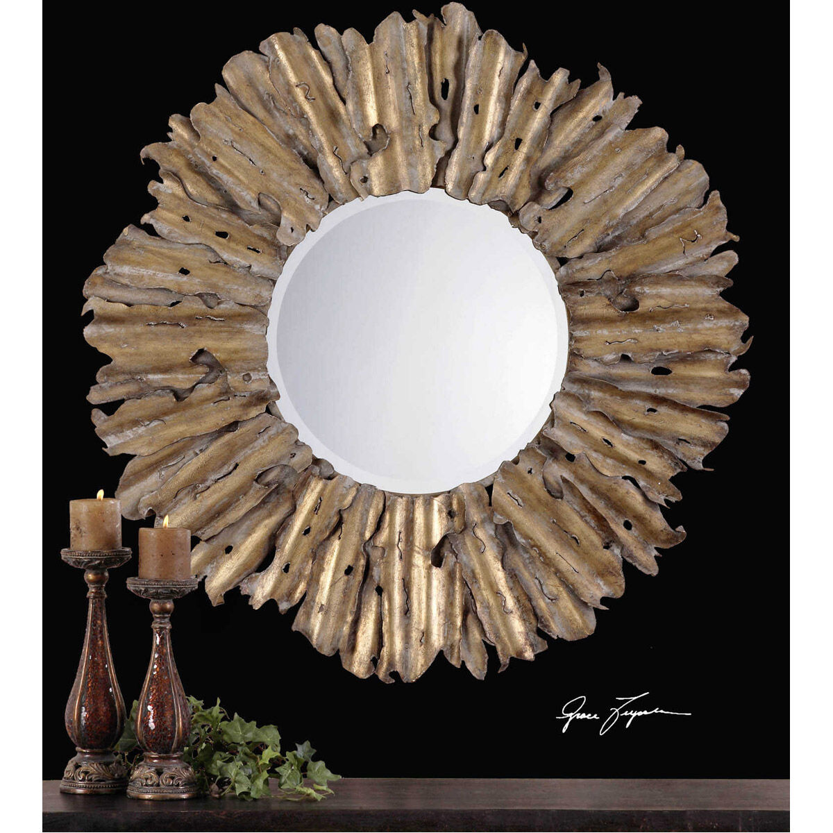 Hemani 43 X 43 inch Antique Gold Wall Mirror