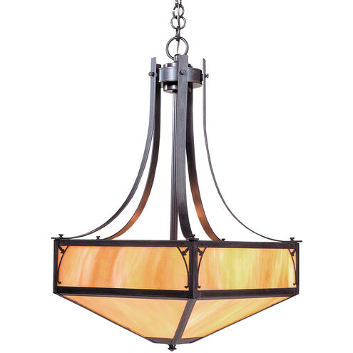 Saint George 4 Light 20 inch Satin Black Pendant Ceiling Light in White Opalescent