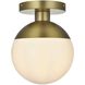 Eclipse 1 Light 8 inch Satin Gold Flush Mount Ceiling Light