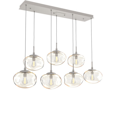 Nova Incandescent 7 Light Beige Silver Linear Pendant Ceiling Light in Metallic Beige Silver, Amber, Multi-Port