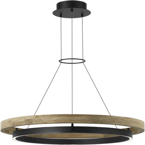 Sean Lavin Grace LED 35.8 inch Textured Black and Teak Wood Outdoor Chandelier