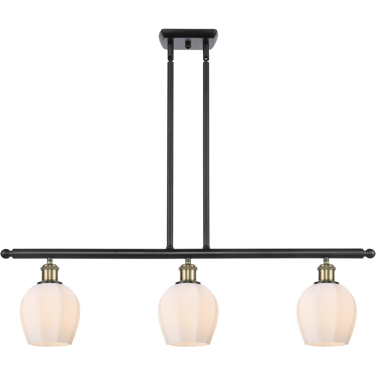 Ballston Norfolk Island Light Ceiling Light in Black Antique Brass, Matte White Glass