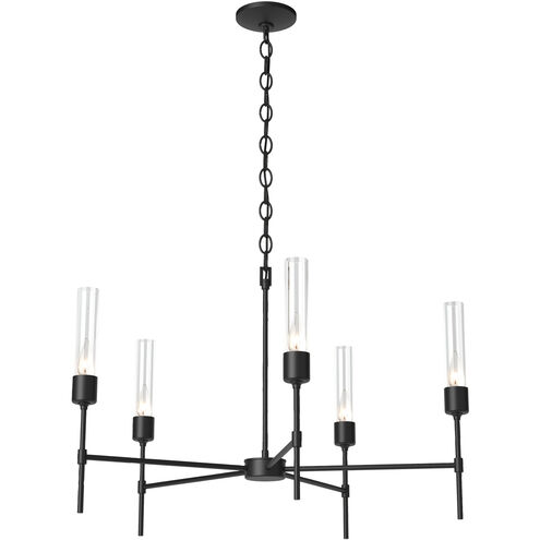 Vela 5 Light 30.3 inch Black Chandelier Ceiling Light in Clear
