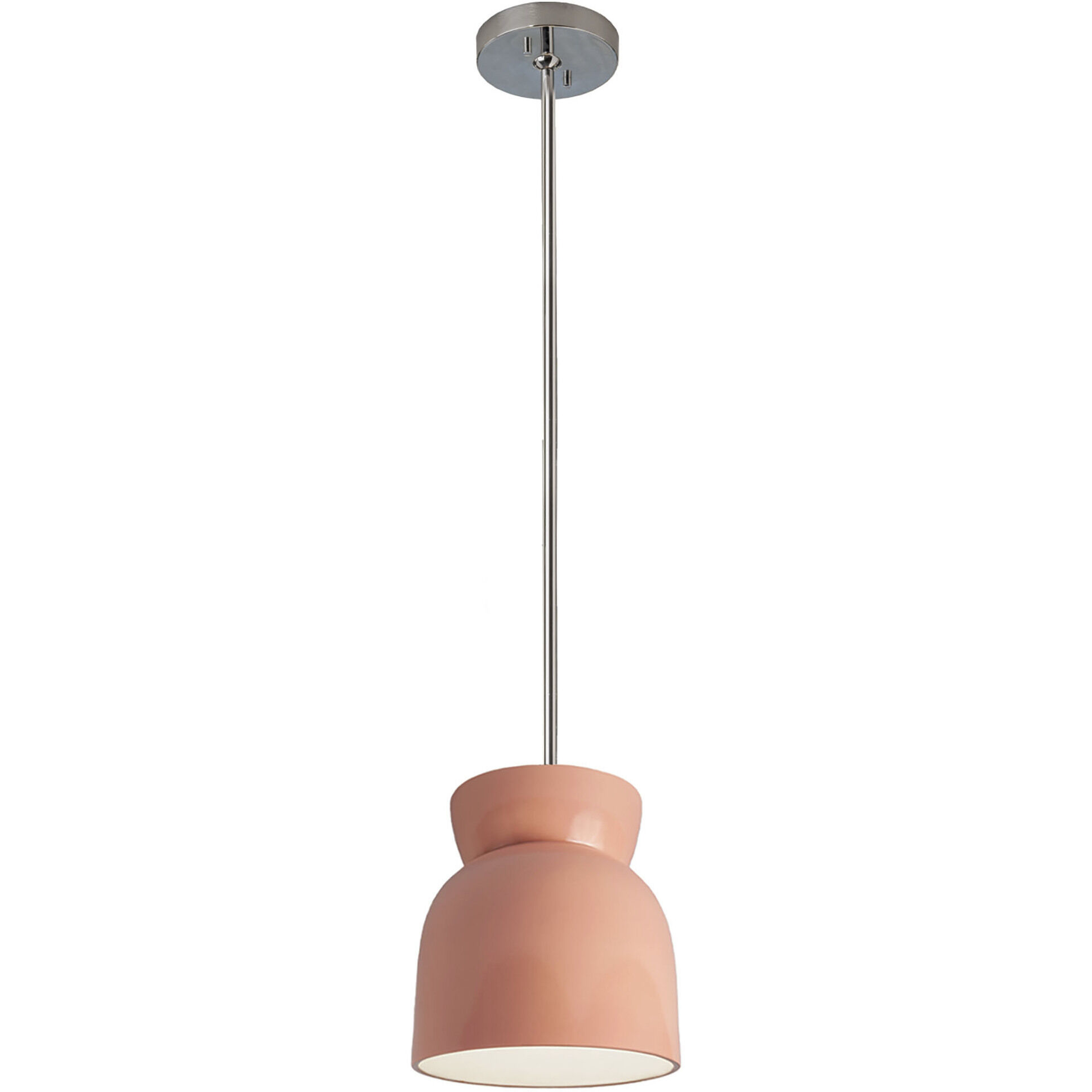 Radiance Collection 1 Light 8 inch Gloss Blush with Polished Chrome Pendant Ceiling Light