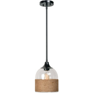 Catalina 1 Light 11 inch Oil Rubbe Bronze W/ Clear Seed Glass & Rope Pendant Ceiling Light
