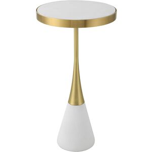 Apex 24 X 13 inch Matte White and Brushed Brass Accent Table