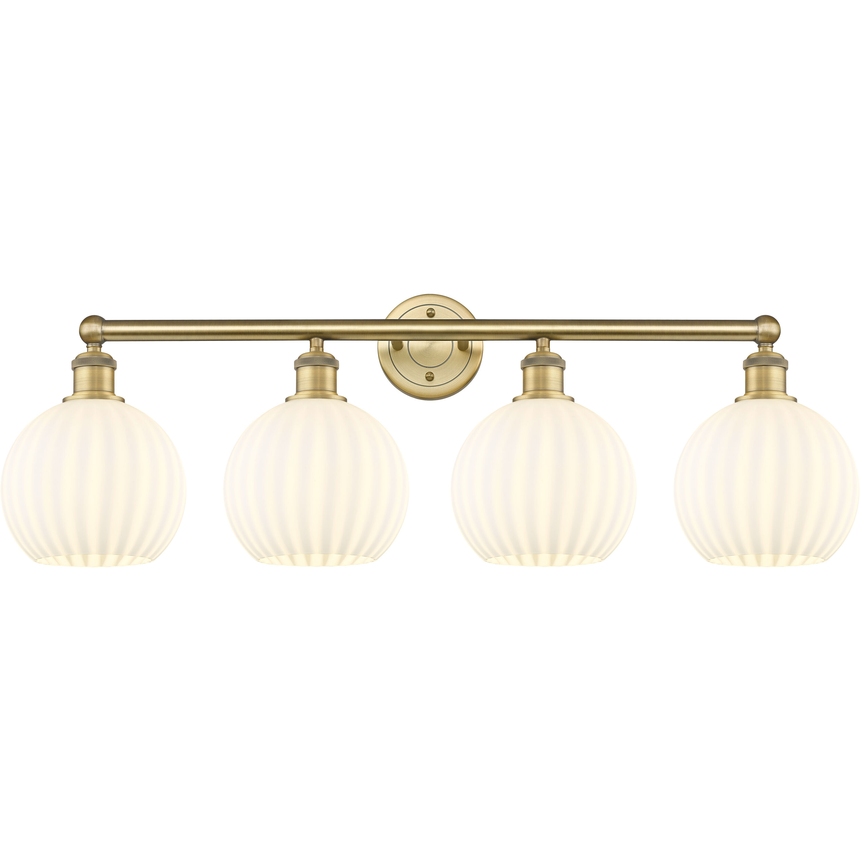 Edison White Venetian 4 Light 35 inch Brushed Brass Bath Vanity Light Wall Light