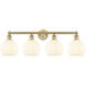 Edison White Venetian 4 Light 35 inch Brushed Brass Bath Vanity Light Wall Light