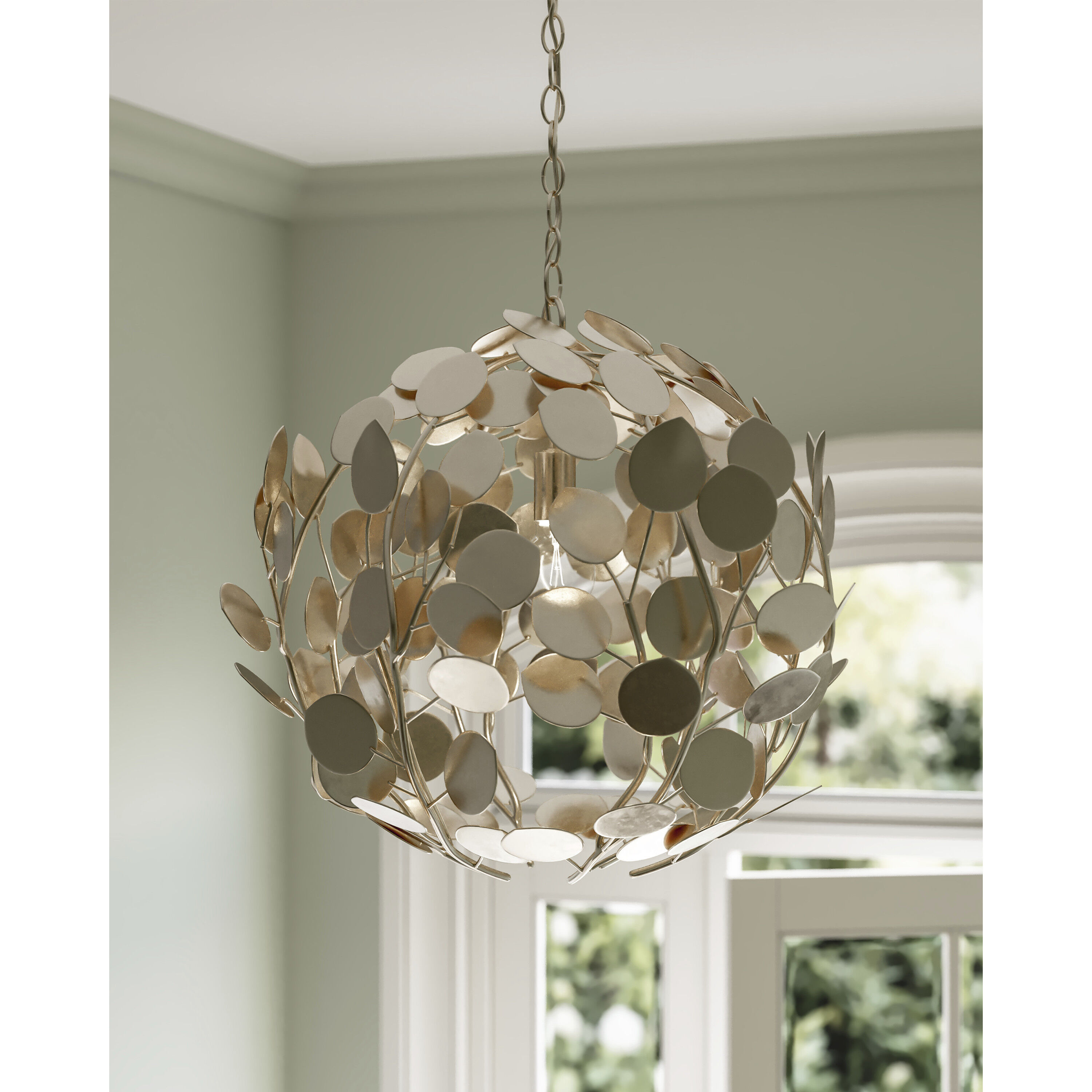 Lunaria 1 Light 21.5 inch Contemporary Silver Leaf/Contemporary Silver Orb Chandelier Ceiling Light