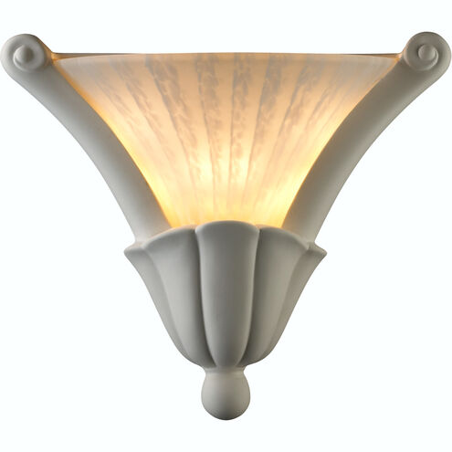 Ambiance Curved Cone 1 Light 13 inch Sienna Brown Crackle Wall Sconce Wall Light in White Striped Glass