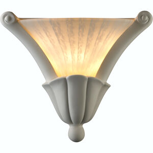 Ambiance Curved Cone 1 Light 13 inch Antique Gold Wall Sconce Wall Light in White Frosted Glass