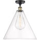 Ballston Cone LED 16 inch Black Antique Brass Semi-Flush Mount Ceiling Light in Clear Glass