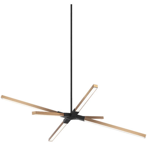 Asterisk LED 27 inch Matte Black and Aged Gold Brass Pendant Ceiling Light