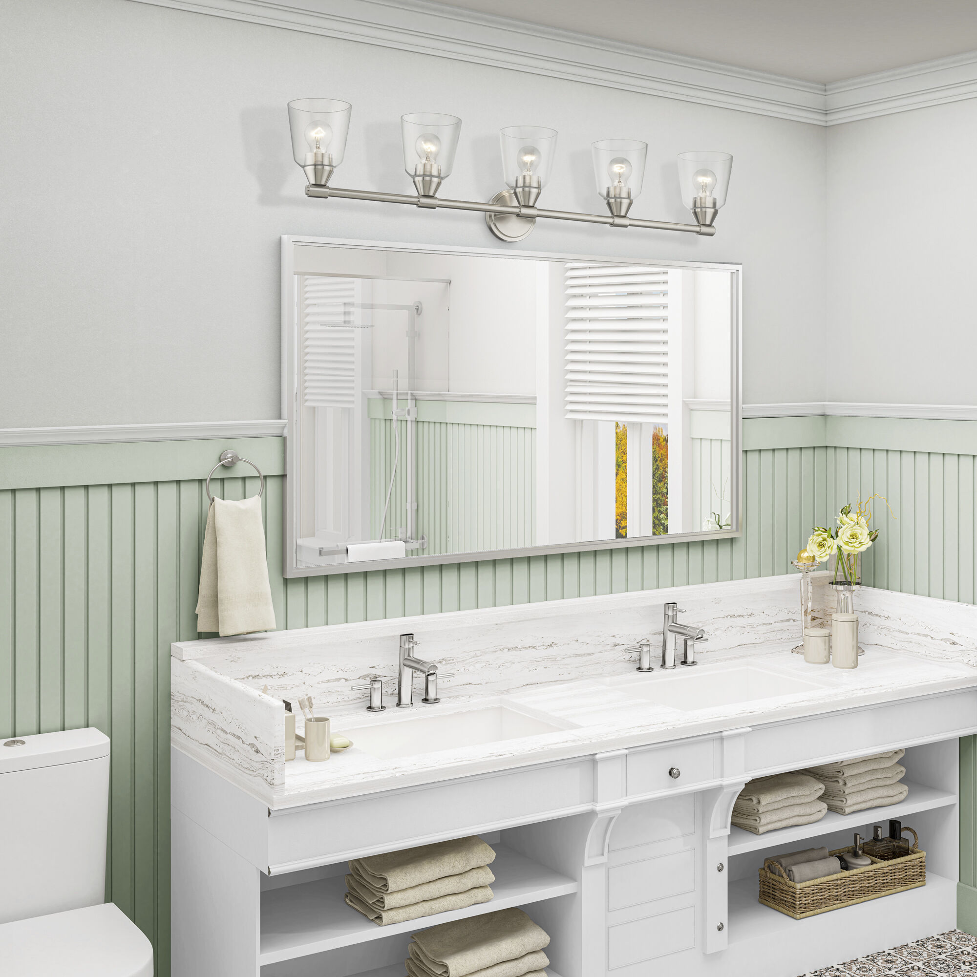 Catania 5 Light 42 inch Brushed Nickel Vanity Wall Sconce Wall Light, Large