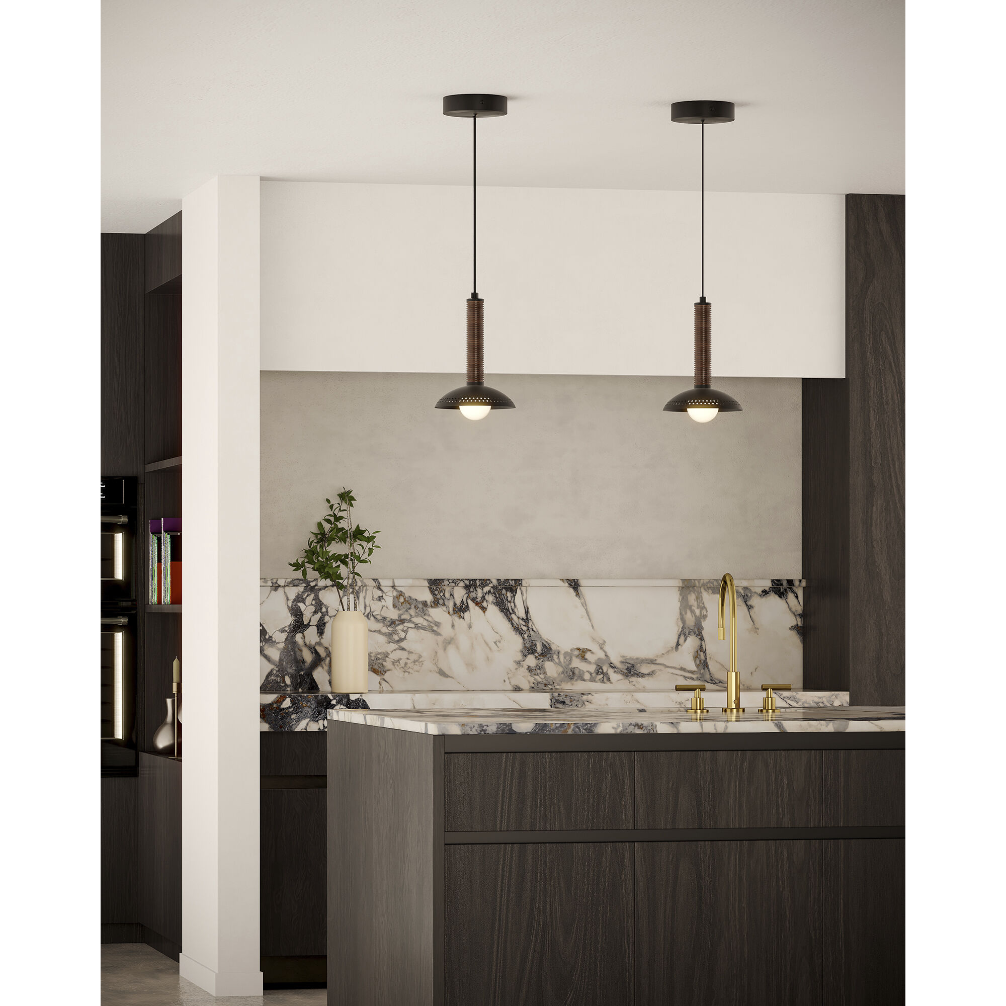 Alora Mood Arden LED 6 inch Matte Black/Opal Glass Pendant Ceiling Light