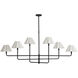 Polly 6 Light 66 inch Blackened Brass Chandelier Ceiling Light in White Scalloped Shade