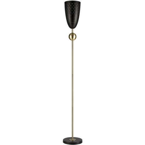 Amulet 70 inch 60.00 watt Black with Antique Brass Floor Lamp Portable Light