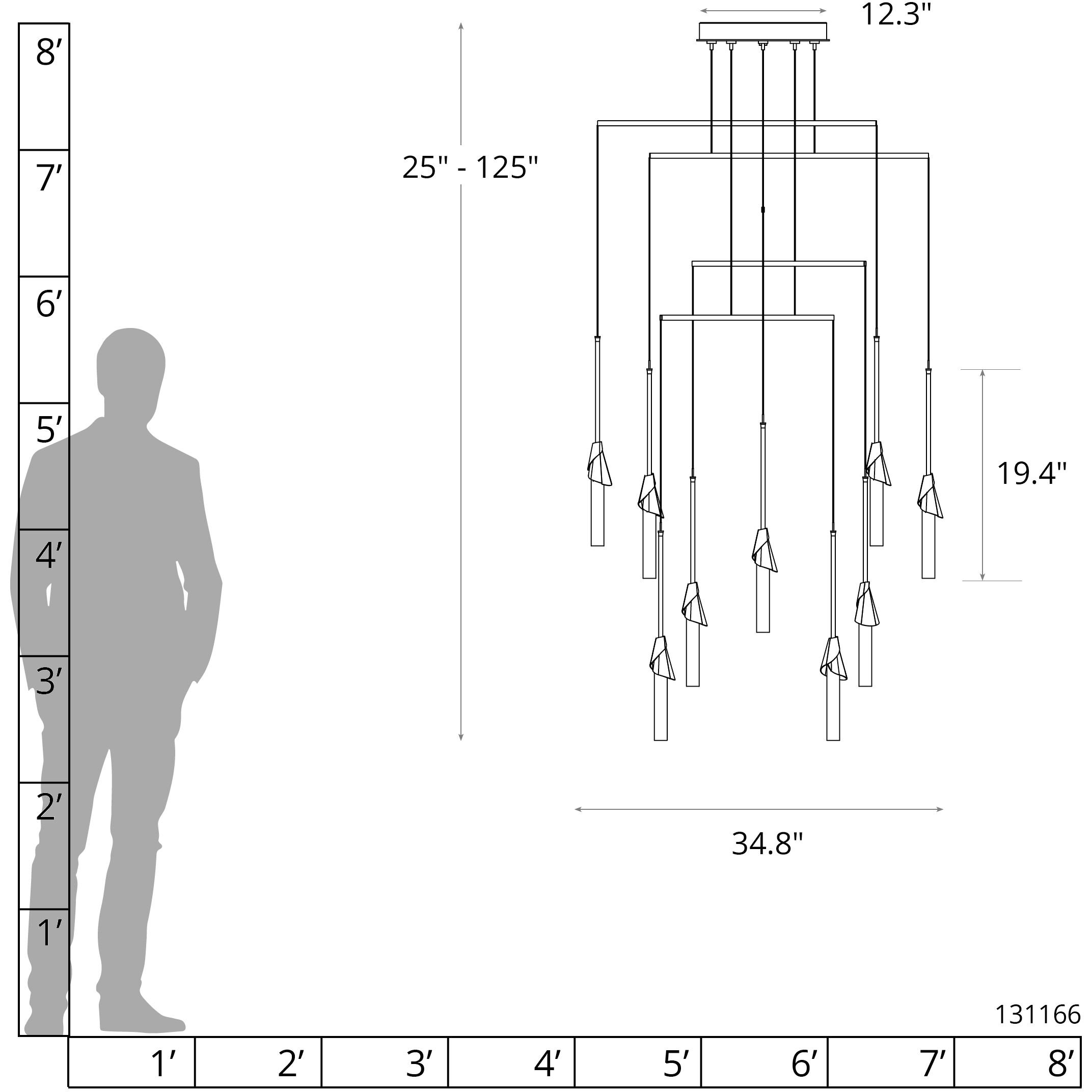 Lilium 10 Light 34.8 inch Soft Gold Mobile Pendant Ceiling Light